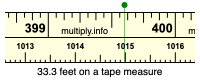 33.3 feet on a tape measure