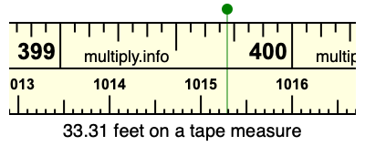 33.31 feet on a tape measure