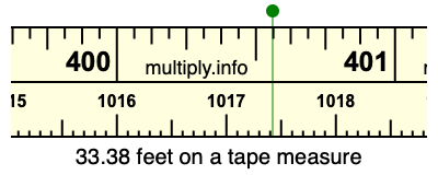 33.38 feet on a tape measure