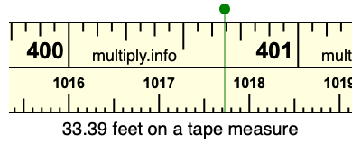 33.39 feet on a tape measure