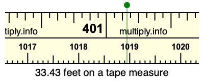 33.43 feet on a tape measure