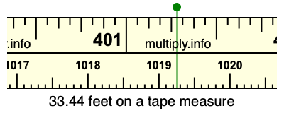 33.44 feet on a tape measure