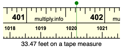 33.47 feet on a tape measure