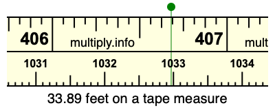 33.89 feet on a tape measure