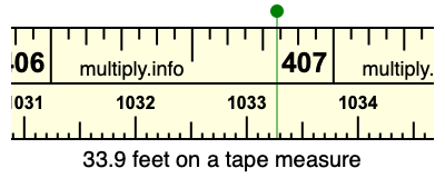 33.9 feet on a tape measure