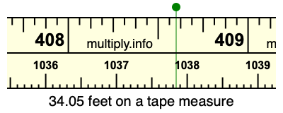 34.05 feet on a tape measure