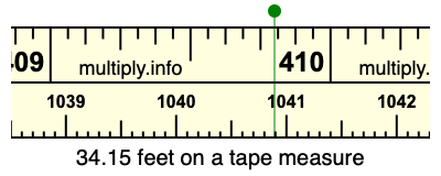 34.15 feet on a tape measure
