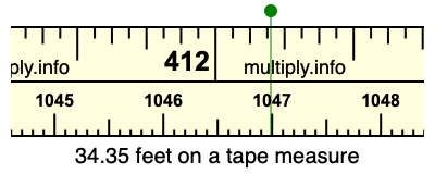 34.35 feet on a tape measure