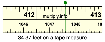 34.37 feet on a tape measure