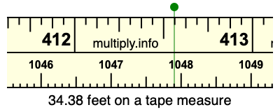 34.38 feet on a tape measure