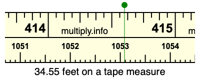 34.55 feet on a tape measure