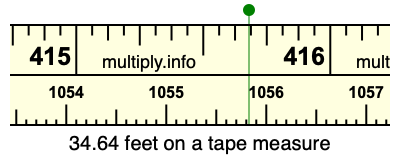 34.64 feet on a tape measure