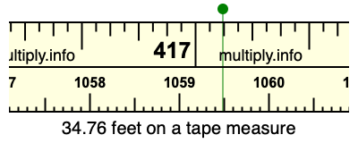34.76 feet on a tape measure