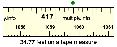 34.77 feet on a tape measure