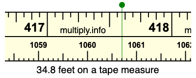 34.8 feet on a tape measure