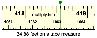34.88 feet on a tape measure