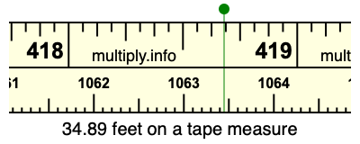34.89 feet on a tape measure