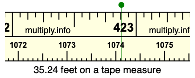 35.24 feet on a tape measure