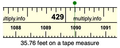 35.76 feet on a tape measure