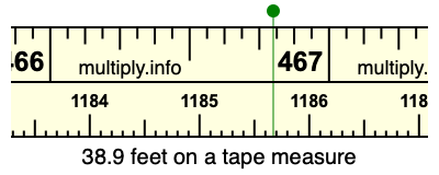 38.9 feet on a tape measure