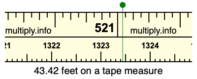 43.42 feet on a tape measure