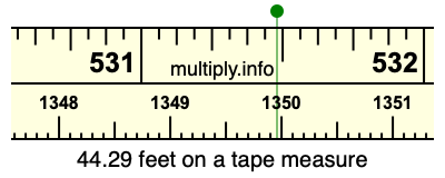 44.29 feet on a tape measure