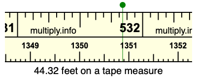 44.32 feet on a tape measure