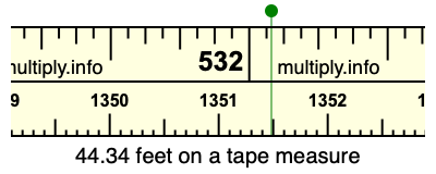 44.34 feet on a tape measure