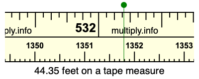 44.35 feet on a tape measure
