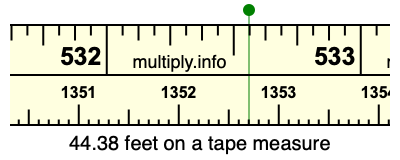 44.38 feet on a tape measure