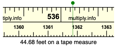 44.68 feet on a tape measure