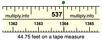 44.75 feet on a tape measure