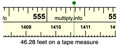 46.28 feet on a tape measure