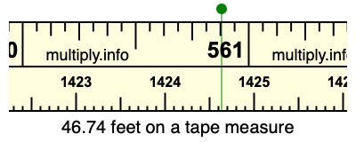46.74 feet on a tape measure
