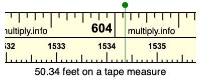 50.34 feet on a tape measure