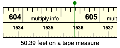 50.39 feet on a tape measure