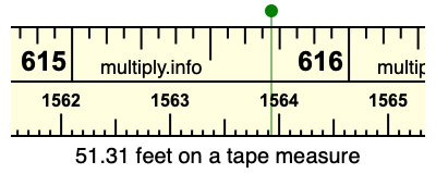 51.31 feet on a tape measure