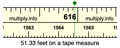 51.33 feet on a tape measure