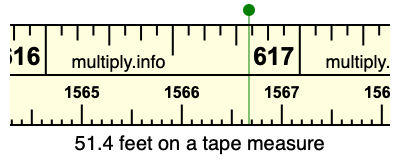 51.4 feet on a tape measure