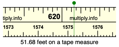 51.68 feet on a tape measure