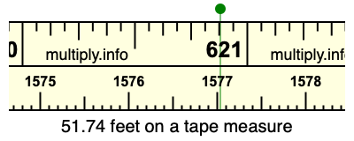 51.74 feet on a tape measure