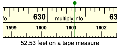 52.53 feet on a tape measure
