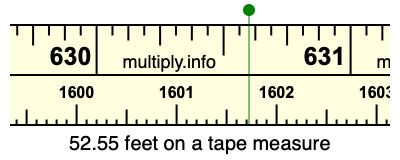 52.55 feet on a tape measure