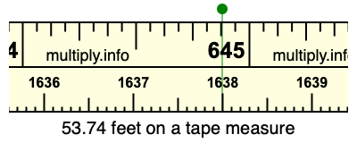 53.74 feet on a tape measure