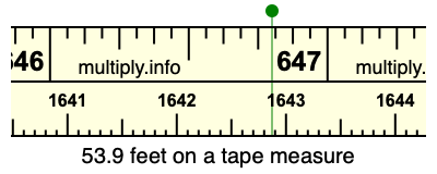 53.9 feet on a tape measure