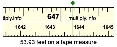 53.93 feet on a tape measure