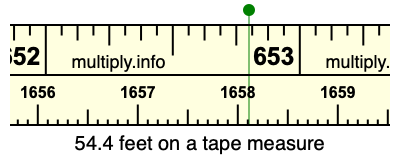 54.4 feet on a tape measure