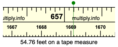 54.76 feet on a tape measure