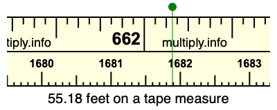 55.18 feet on a tape measure