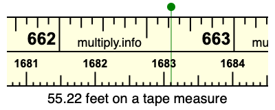 55.22 feet on a tape measure